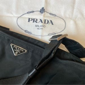 PRADA polyester Crossbody. Black. Adjustable strap